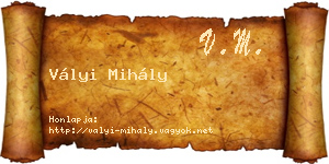 Vályi Mihály névjegykártya
